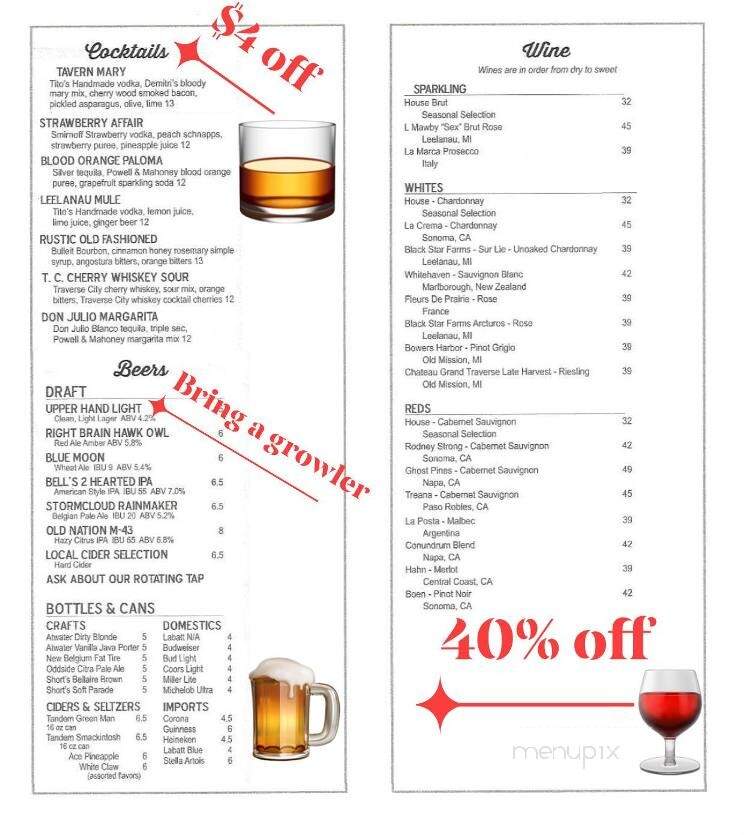 West End Tavern - Traverse City, MI menu_pic