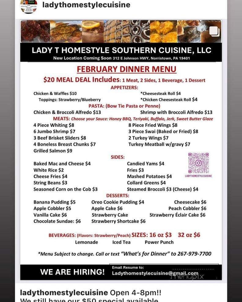 Lady T's Homestyle Southern Cuisine - Norristown, PA menu_pic