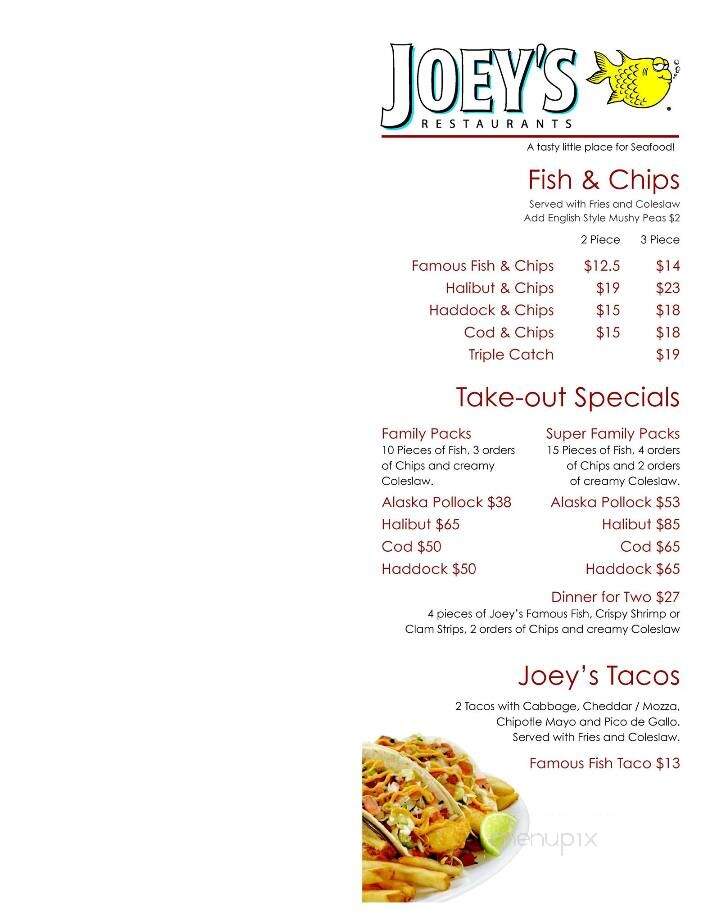 Joey's Only Seafood Restaurants - Brantford, ON menu_pic