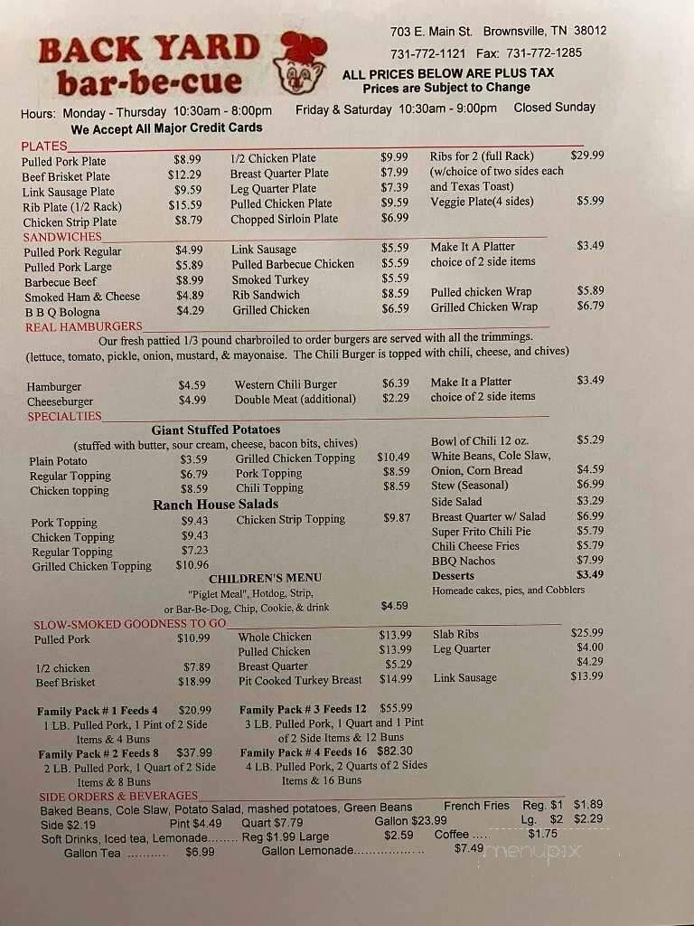 Back Yard Bar-Be-Cue - Brownsville, TN menu_pic