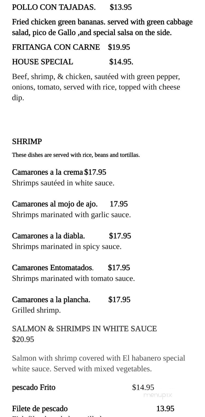 Habanero Tacos Bar & Grill - Frederick, MD menu_pic