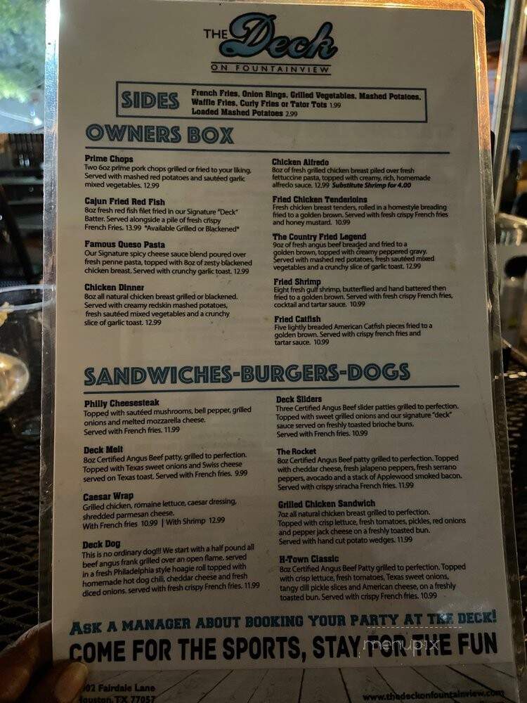 The Deck on Fountainview - Houston, TX menu_pic