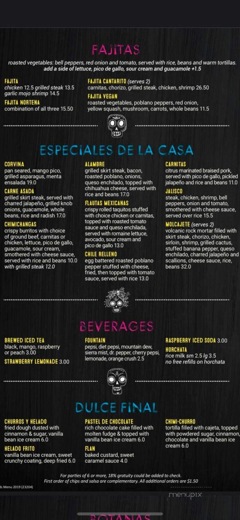 El Cantarito Mexican Cuisine - Chesterton, IN menu_pic