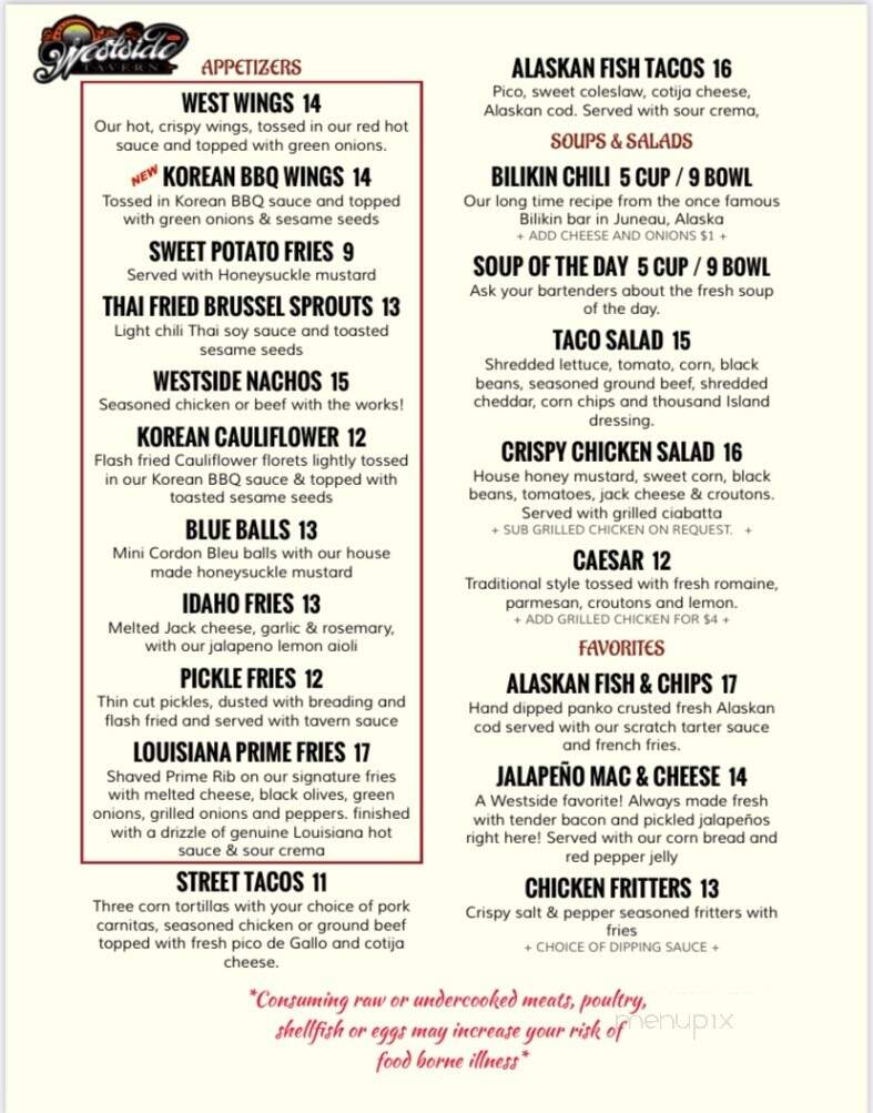 The Westside Tavern - Olympia, WA menu_pic