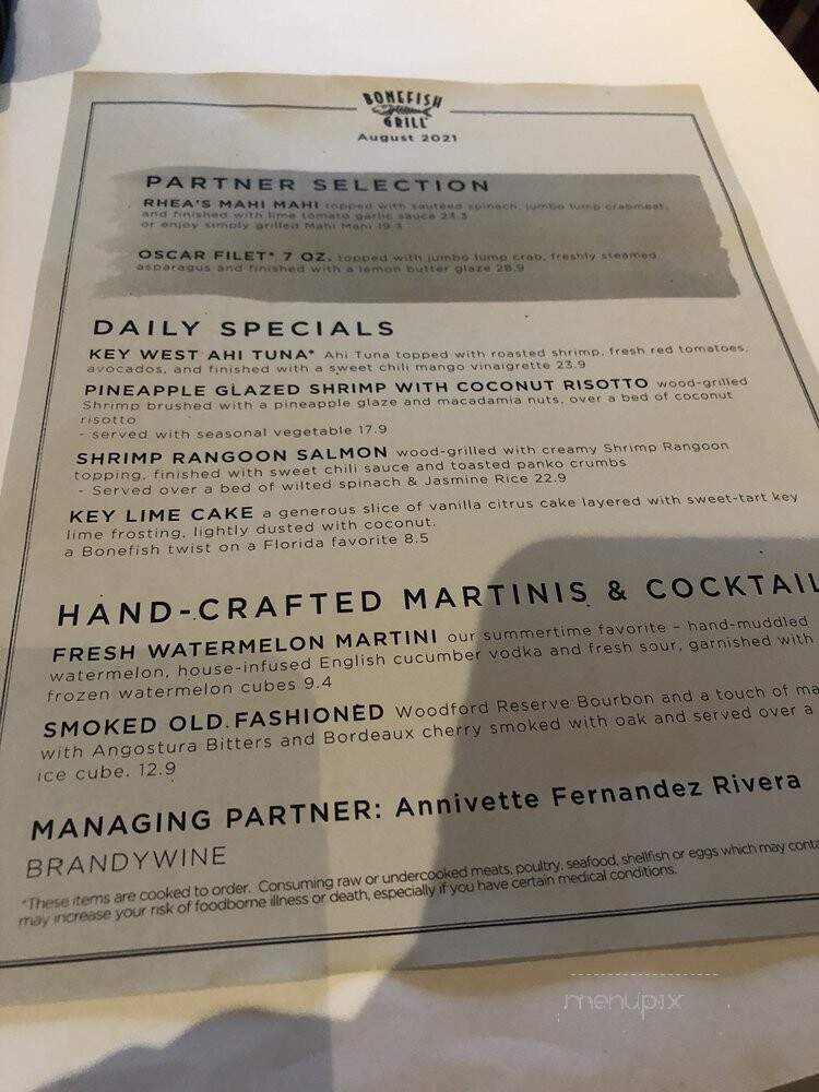 Bonefish Grill - Brandywine, MD menu_pic