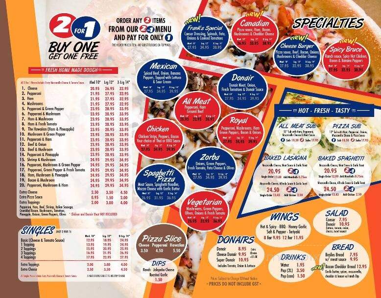 Basile's 2 For 1 Pizza & Pasta - Westlock, AB menu_pic