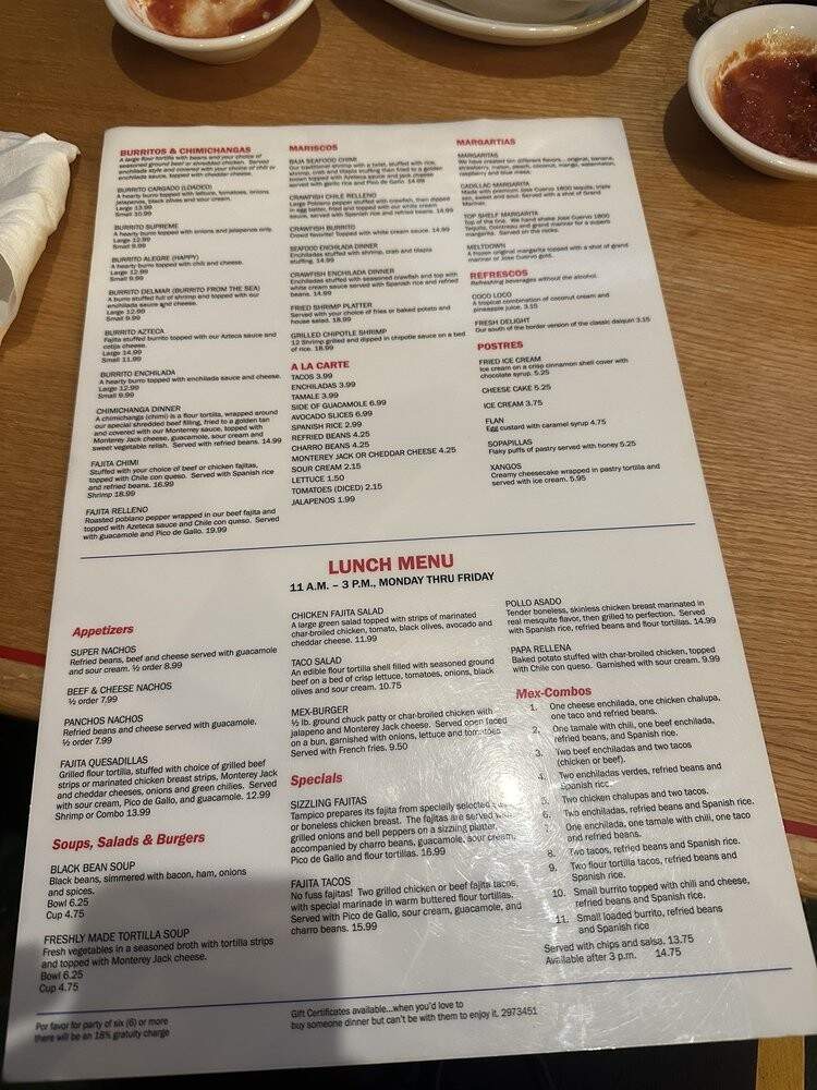 Tampico Mexican Restaurant - Morgan City, LA menu_pic