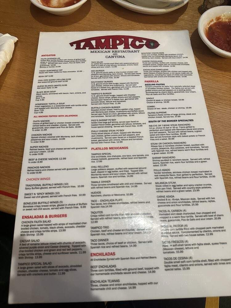 Tampico Mexican Restaurant - Morgan City, LA menu_pic