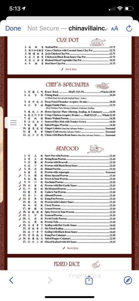 China Villa - Rocklin, CA menu_pic