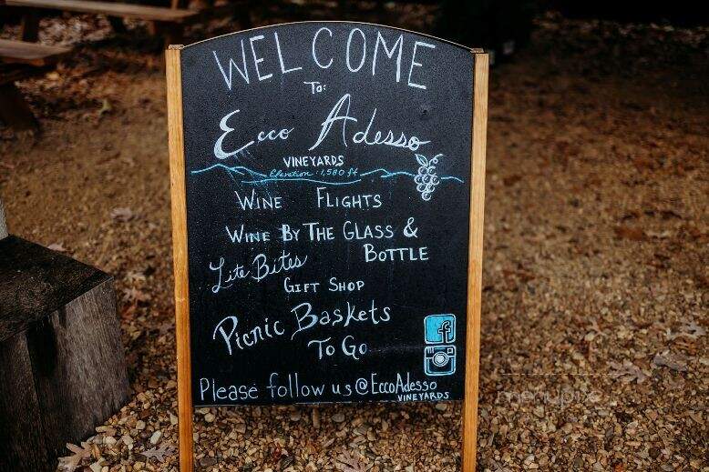 Ecco Adesso Vineyards - Fairfield, VA menu_pic