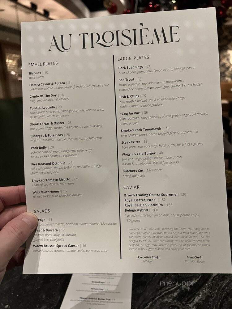 Au Troisieme - Dallas, TX menu_pic
