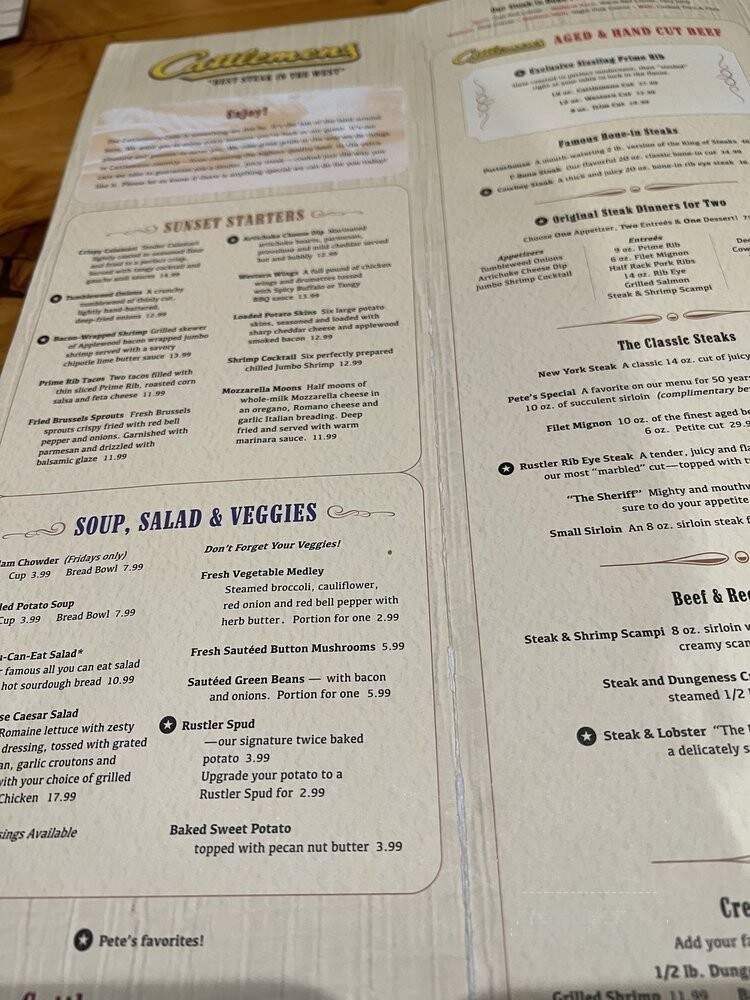 Cattlemens Steakhouse - Rohnert Park, CA menu_pic