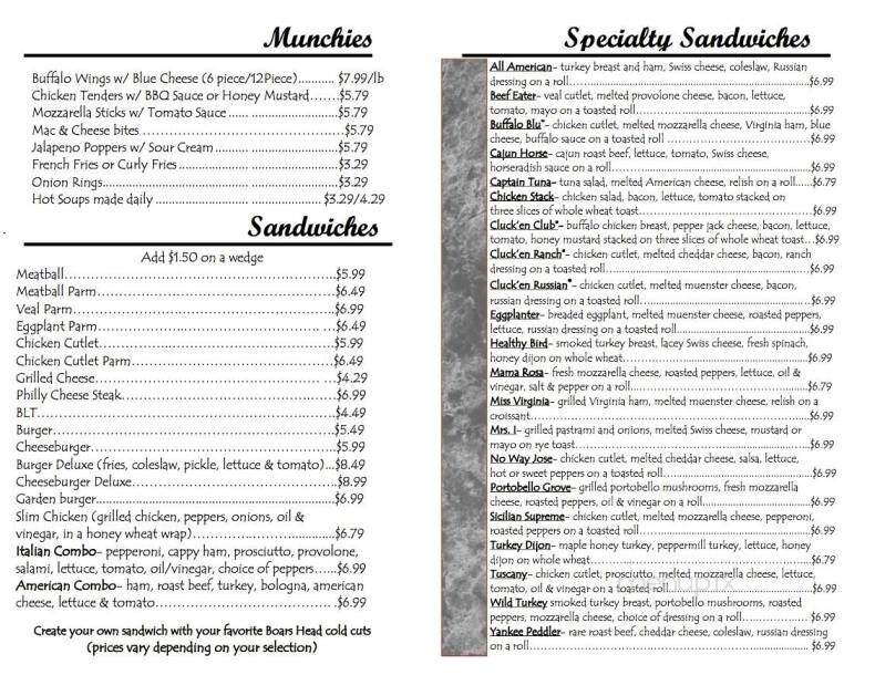Cameron's 24/7 deli - Brewster, NY menu_pic