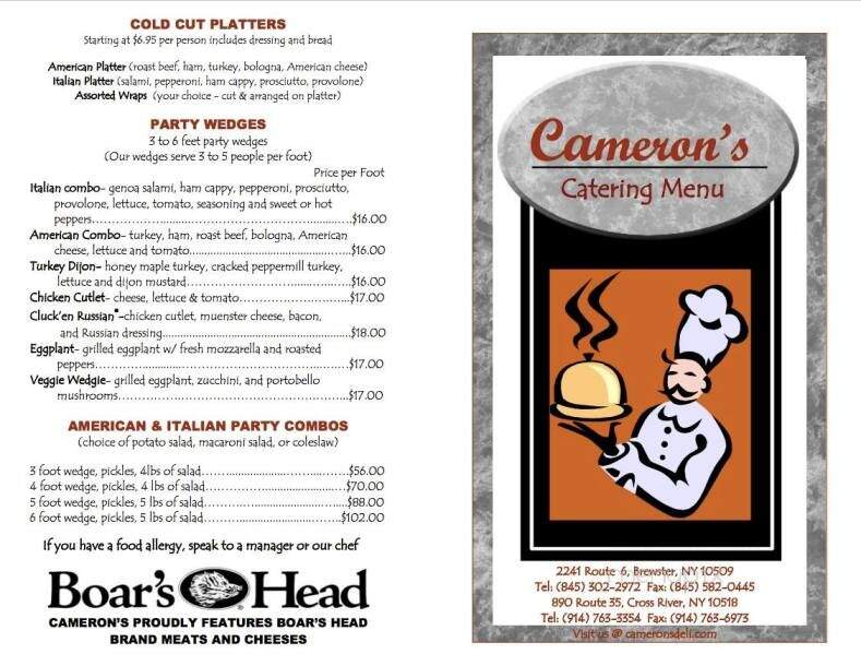 Cameron's 24/7 deli - Brewster, NY menu_pic