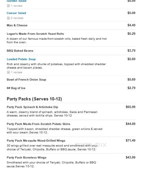 Logan's Roadhouse - Meridian, MS menu_pic