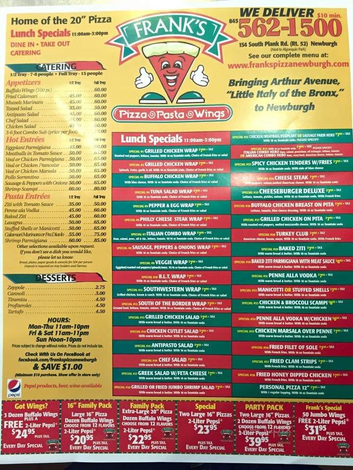 Frank's Pizza Pasta & Wings - Newburgh, NY