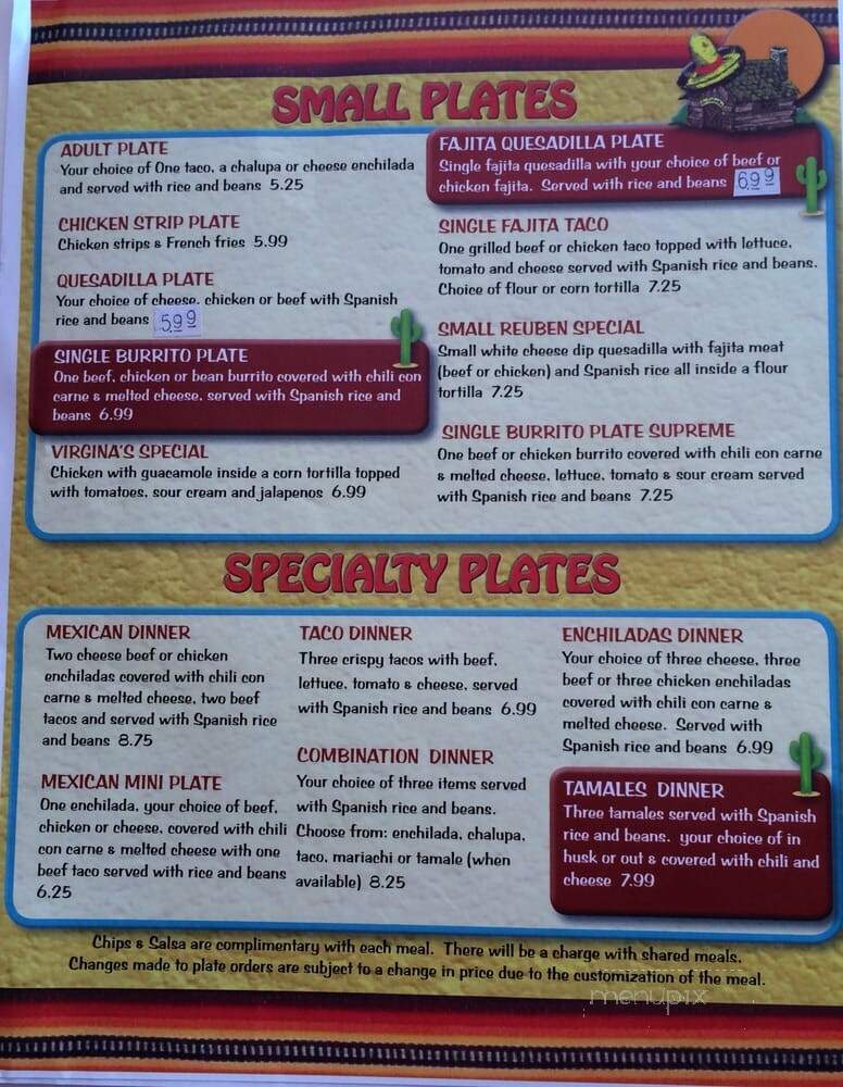 La Cabana - Berryville, AR menu_pic