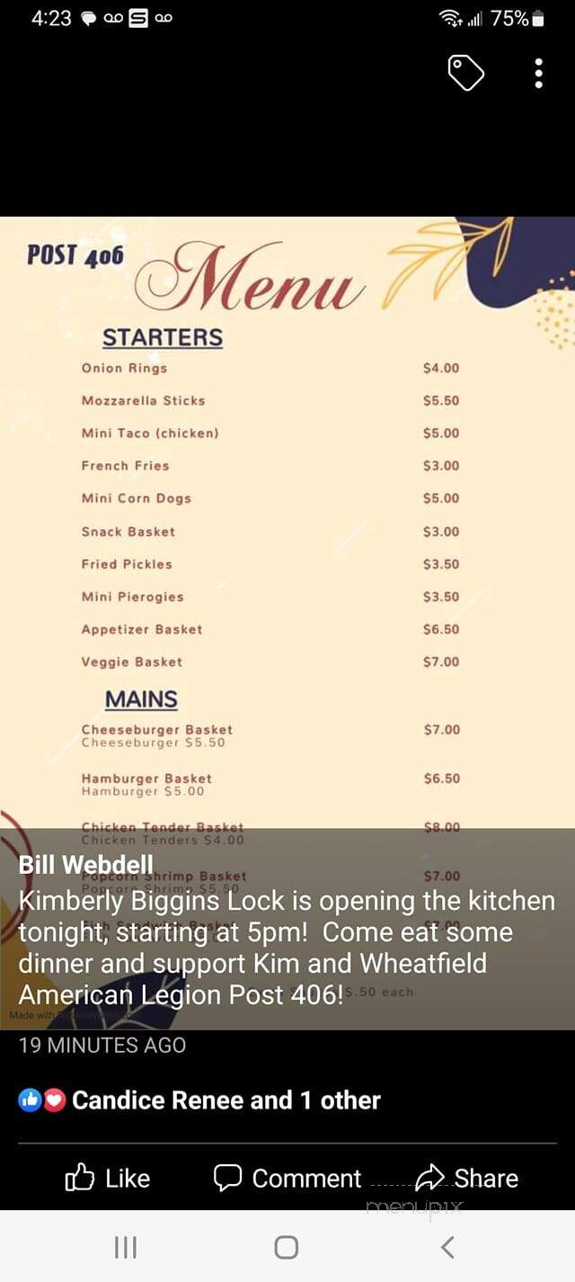 American Legion - Wheatfield, IN menu_pic