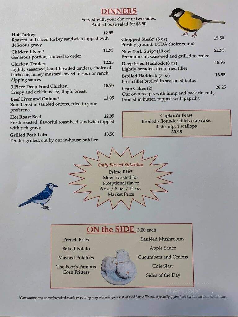Foot Of The Mountain Restaurant - Mercersburg, PA menu_pic