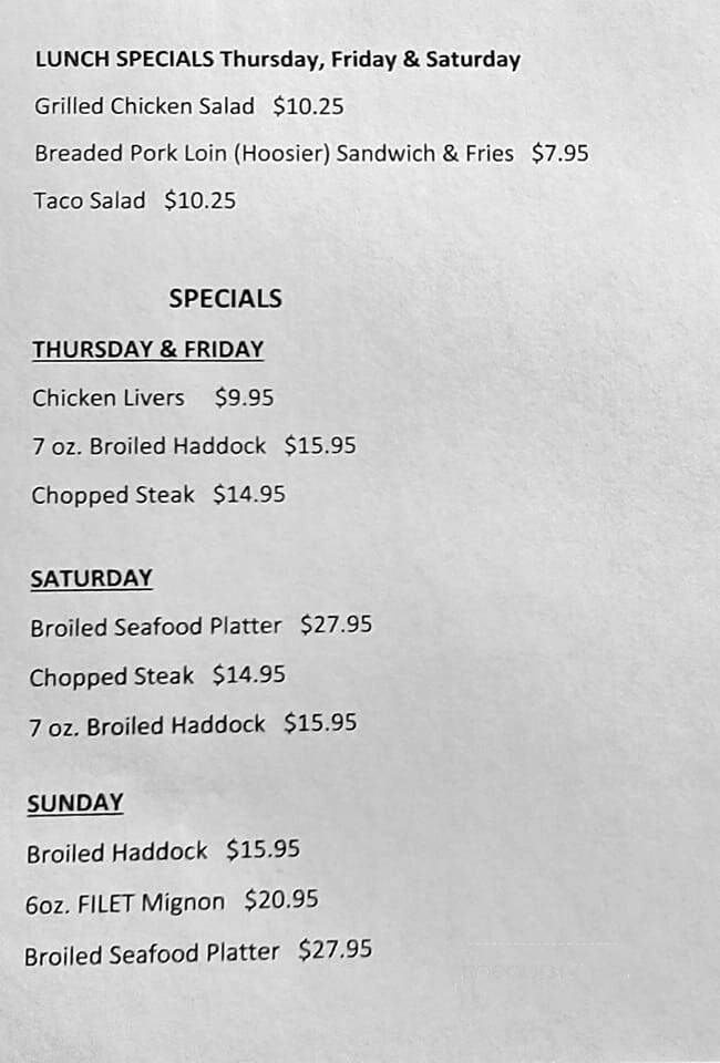 Foot Of The Mountain Restaurant - Mercersburg, PA menu_pic