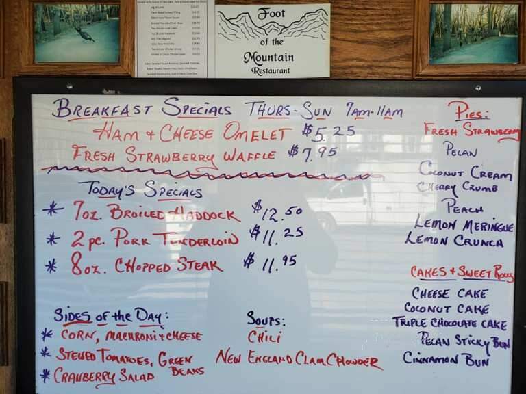 Foot Of The Mountain Restaurant - Mercersburg, PA menu_pic