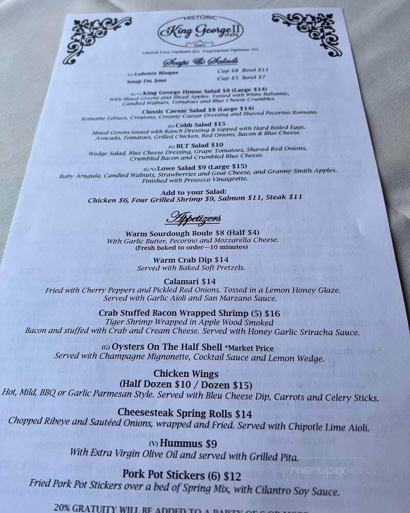 King George II Inn - Bristol, PA menu_pic