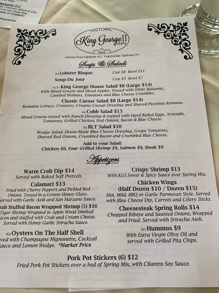 King George II Inn - Bristol, PA menu_pic