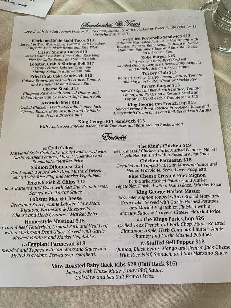 King George II Inn - Bristol, PA menu_pic