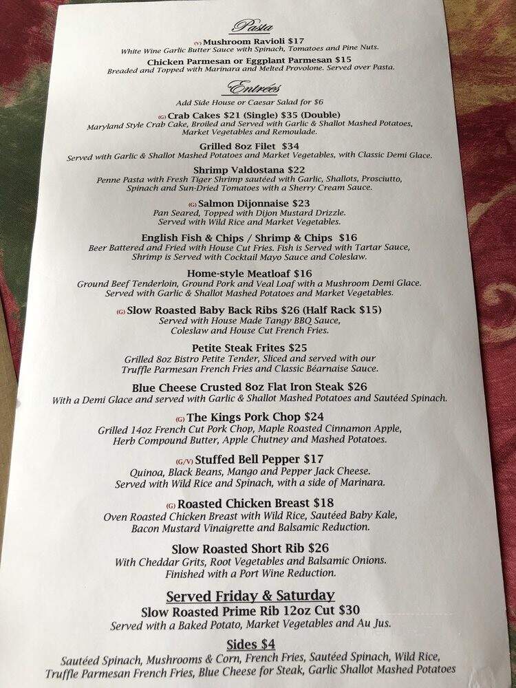 King George II Inn - Bristol, PA menu_pic