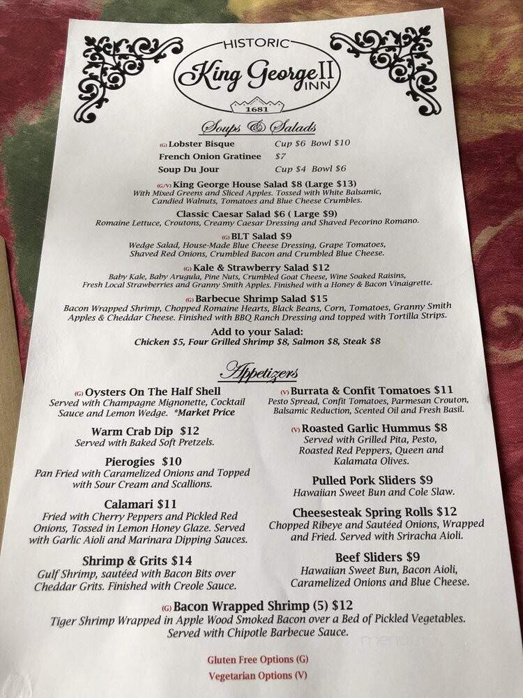 King George II Inn - Bristol, PA menu_pic