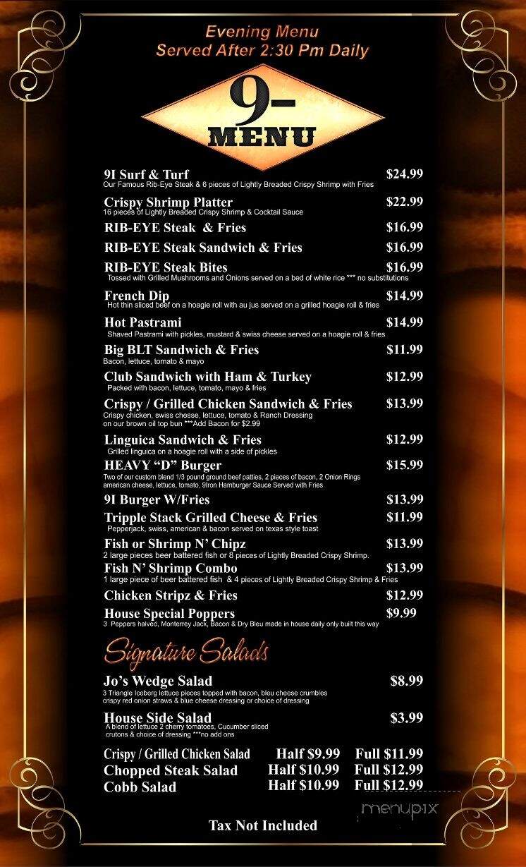 9 Iron Bar & Grill - Tulare, CA menu_pic