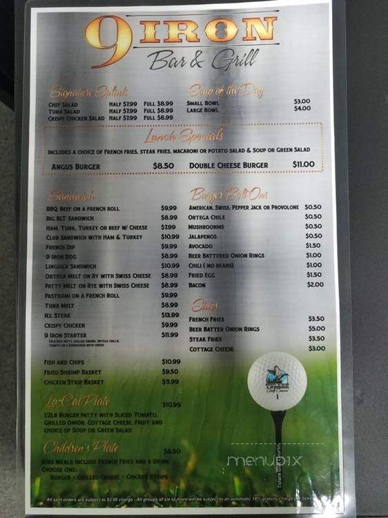 9 Iron Bar & Grill - Tulare, CA menu_pic