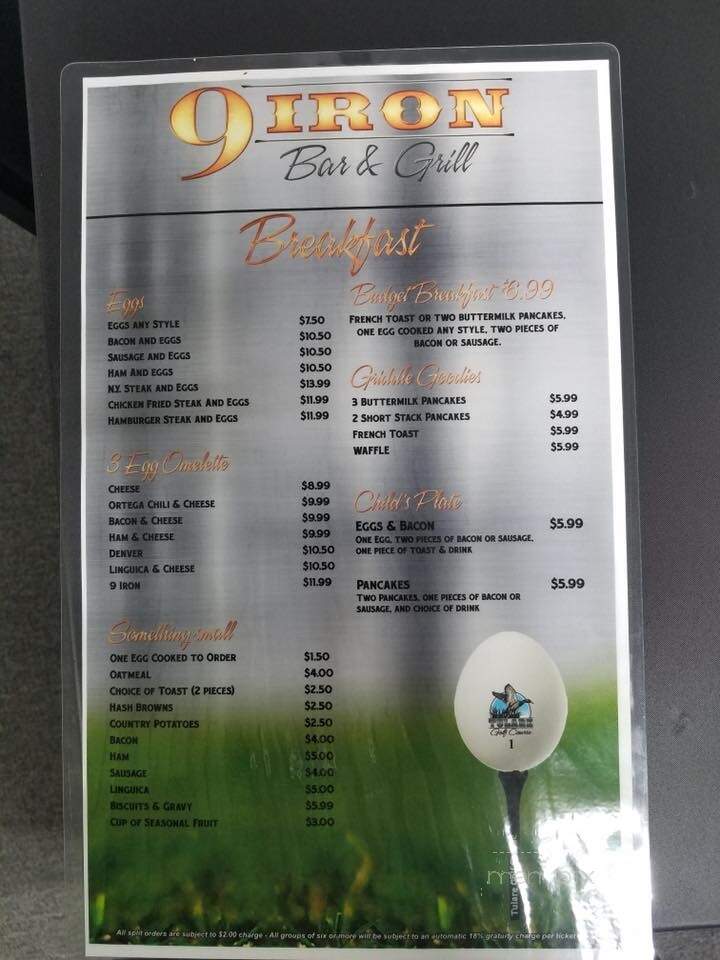 9 Iron Bar & Grill - Tulare, CA menu_pic
