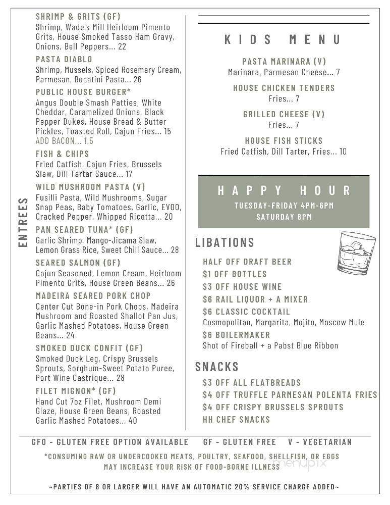 1933 Public House - Powhatan, VA menu_pic