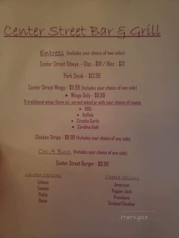 Center St Bar & Grill - Madisonville, KY menu_pic