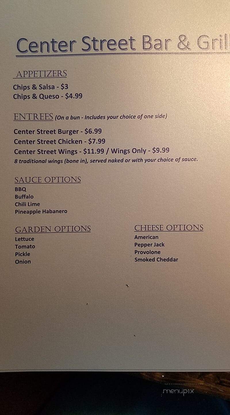 Center St Bar & Grill - Madisonville, KY menu_pic
