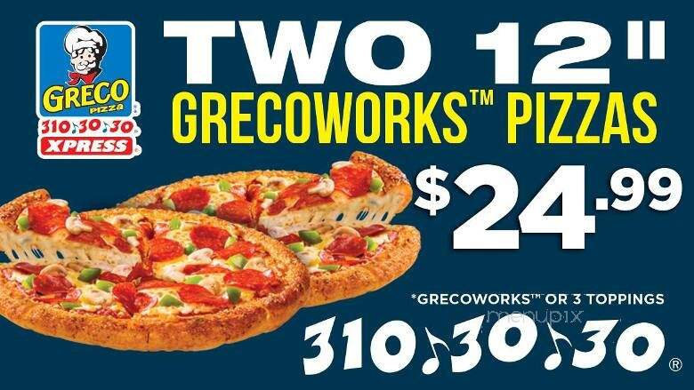 Greco Pizza - Cap Pele, NB menu_pic