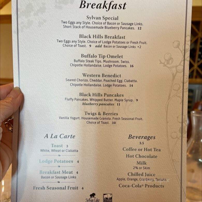 Sylvan Lake Lodge Restaurant - Custer, SD menu_pic