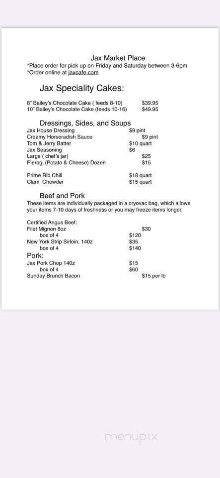 Jax Cafe - Minneapolis, MN menu_pic