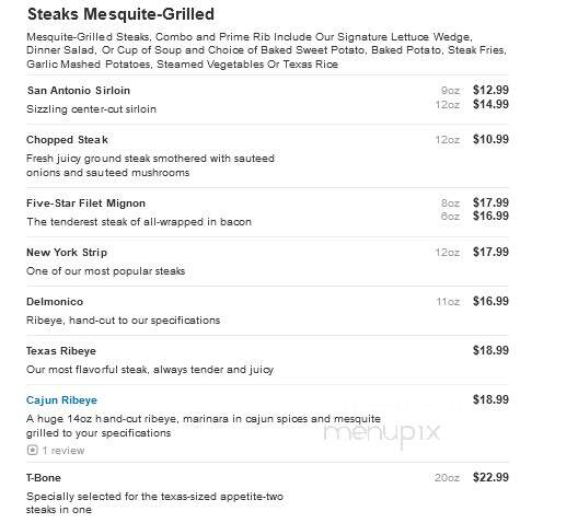 Lone Star Steakhouse - Brick, NJ menu_pic