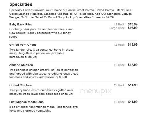 Lone Star Steakhouse - Brick, NJ menu_pic