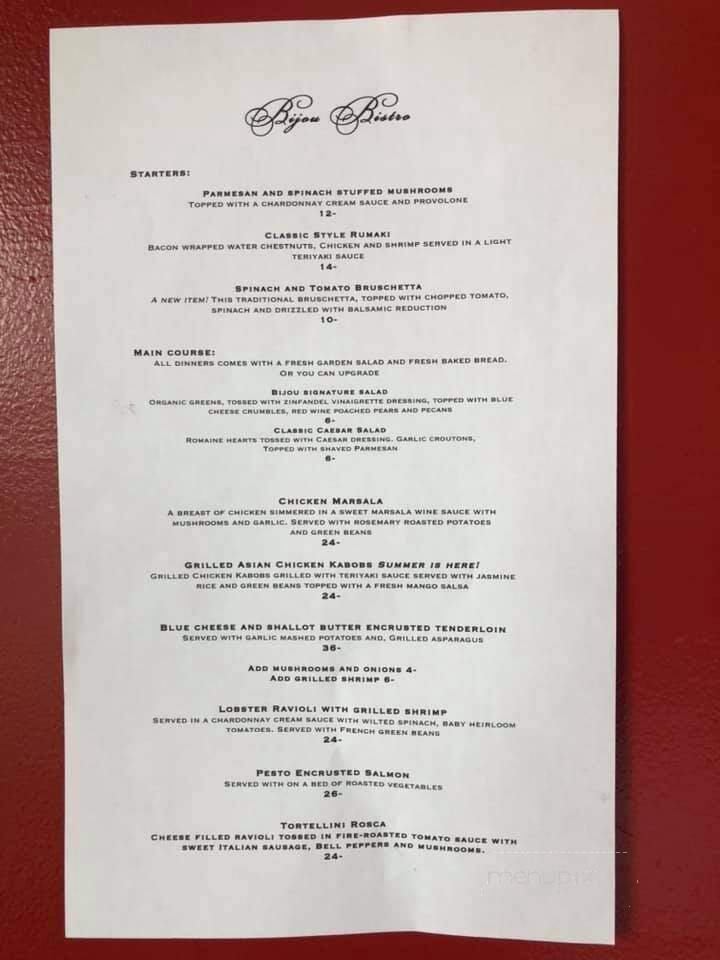 Bijou Bistro - Eau Claire, WI menu_pic