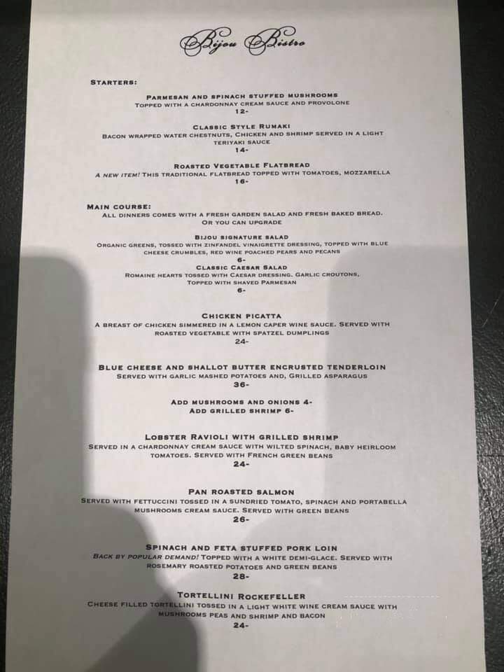 Bijou Bistro - Eau Claire, WI menu_pic