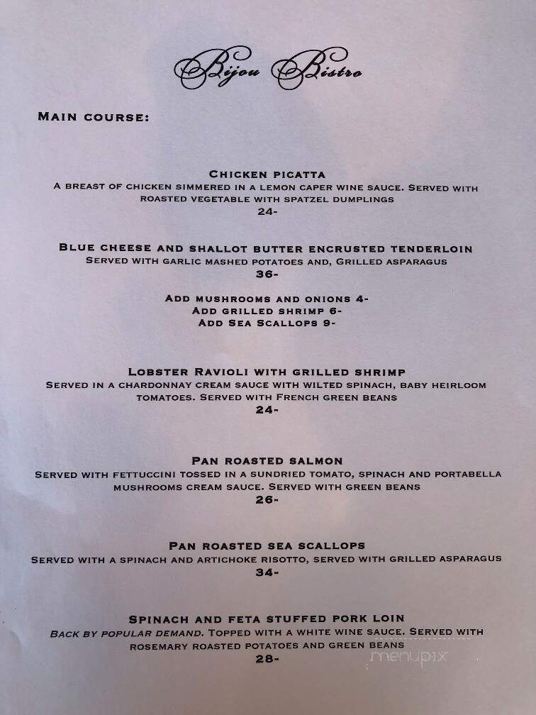 Bijou Bistro - Eau Claire, WI menu_pic