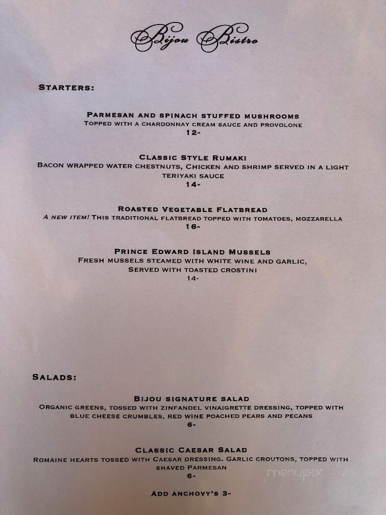 Bijou Bistro - Eau Claire, WI menu_pic