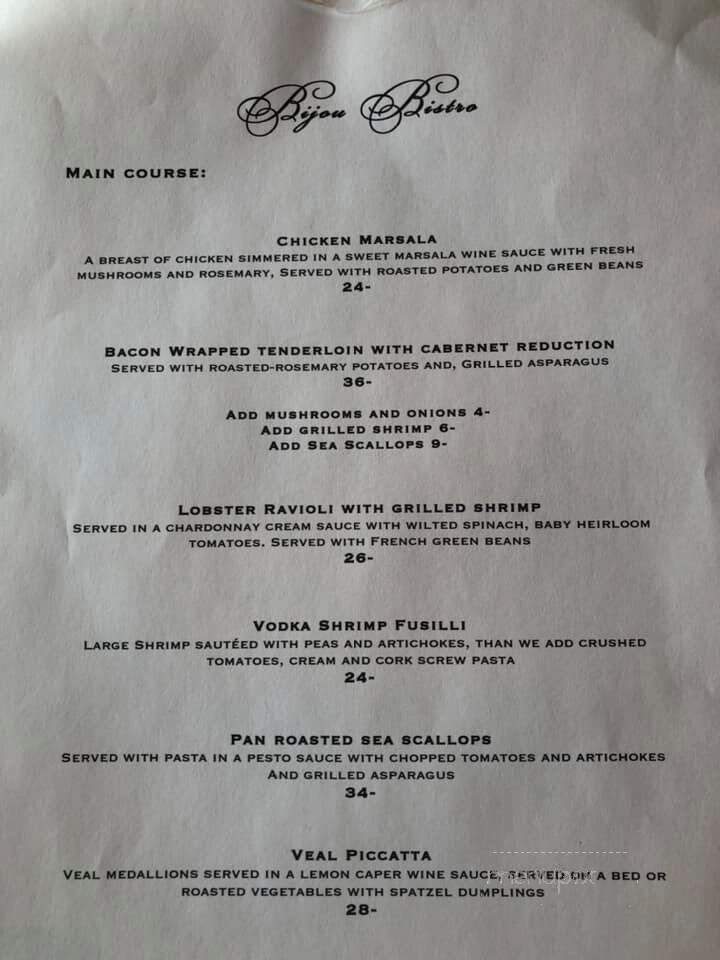 Bijou Bistro - Eau Claire, WI menu_pic