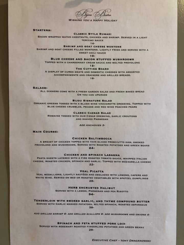 Bijou Bistro - Eau Claire, WI menu_pic