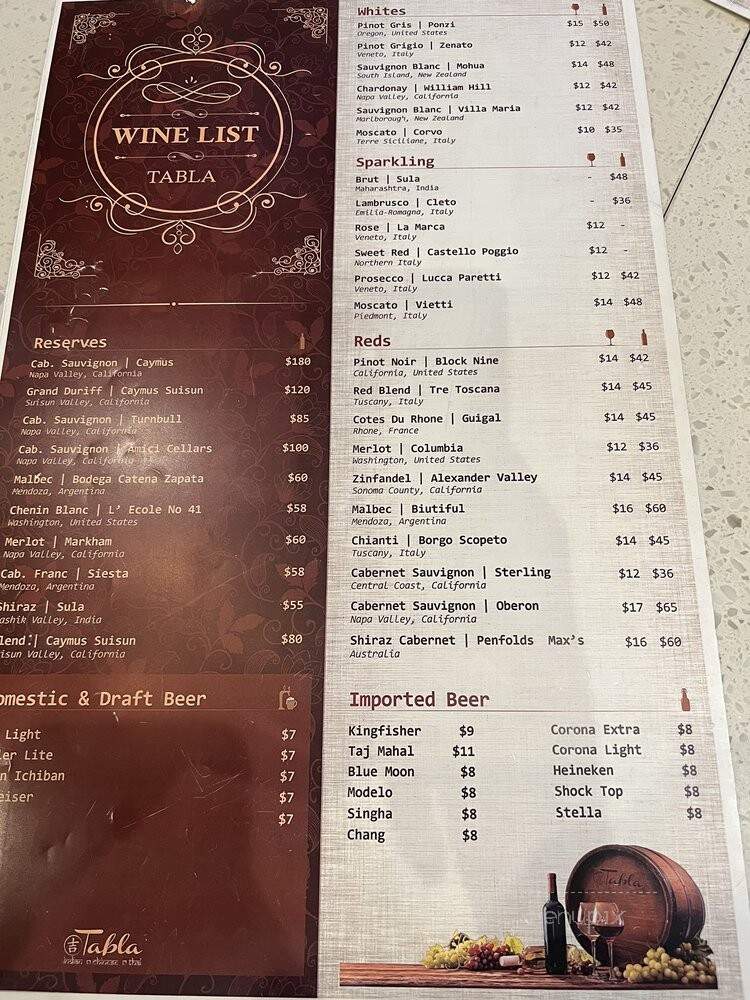 Tabla Indian Restaurant - Oviedo, FL menu_pic