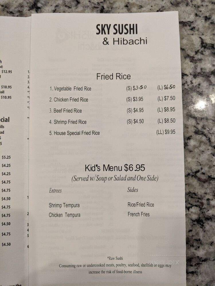 Sky Sushi & Hibachi - Hattiesburg, MS menu_pic