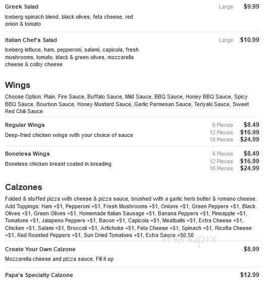 Papa Mineo's Pizza - Wayland, MI menu_pic